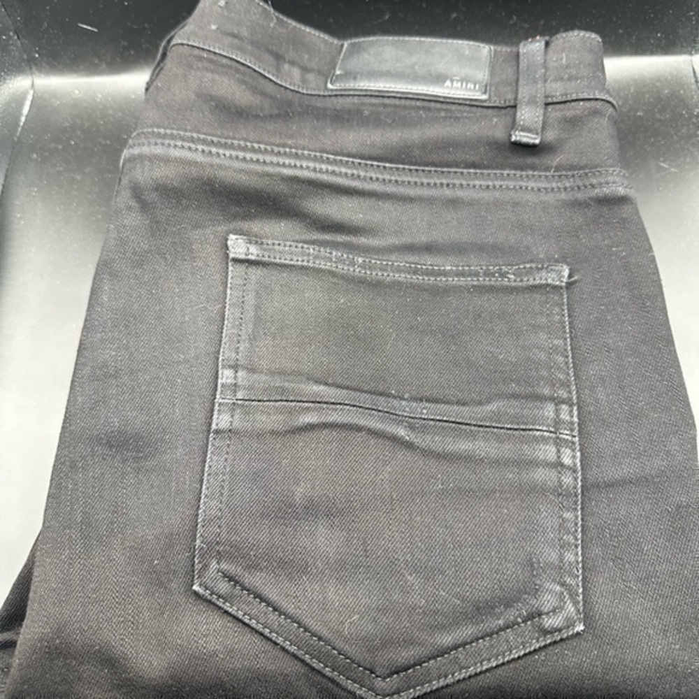 Amiri Black Distressed Moto Denim